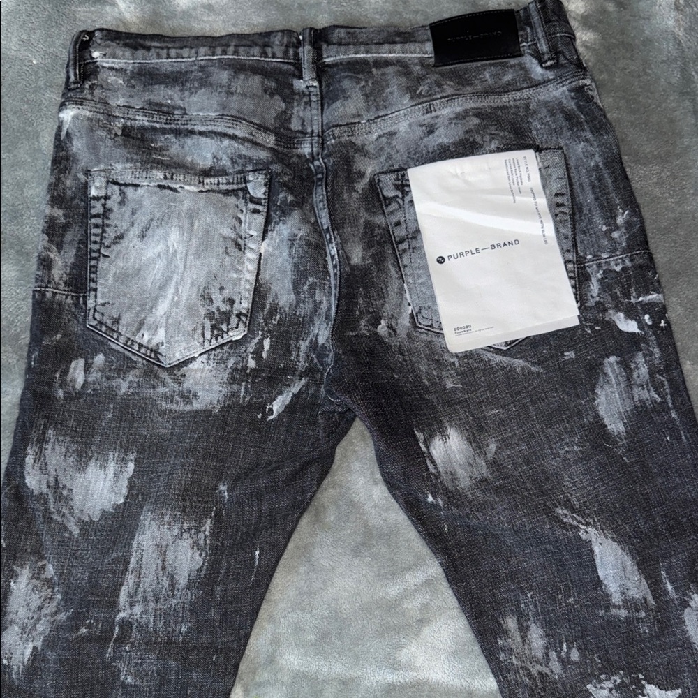 Purple Brand Distressed Black and Gray Skinny Jeans